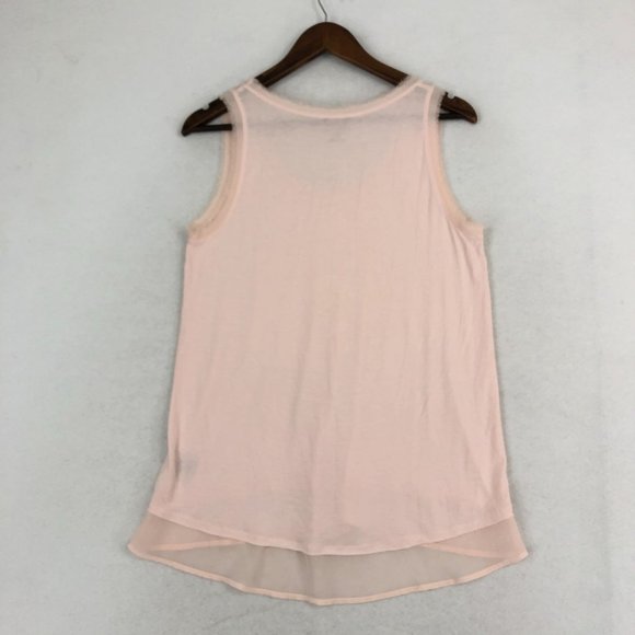 Philosophy Women's Size Medium Pink Semi-Sheer Frayed Trim Sleeveless Tank Top - Picture 10 of 10